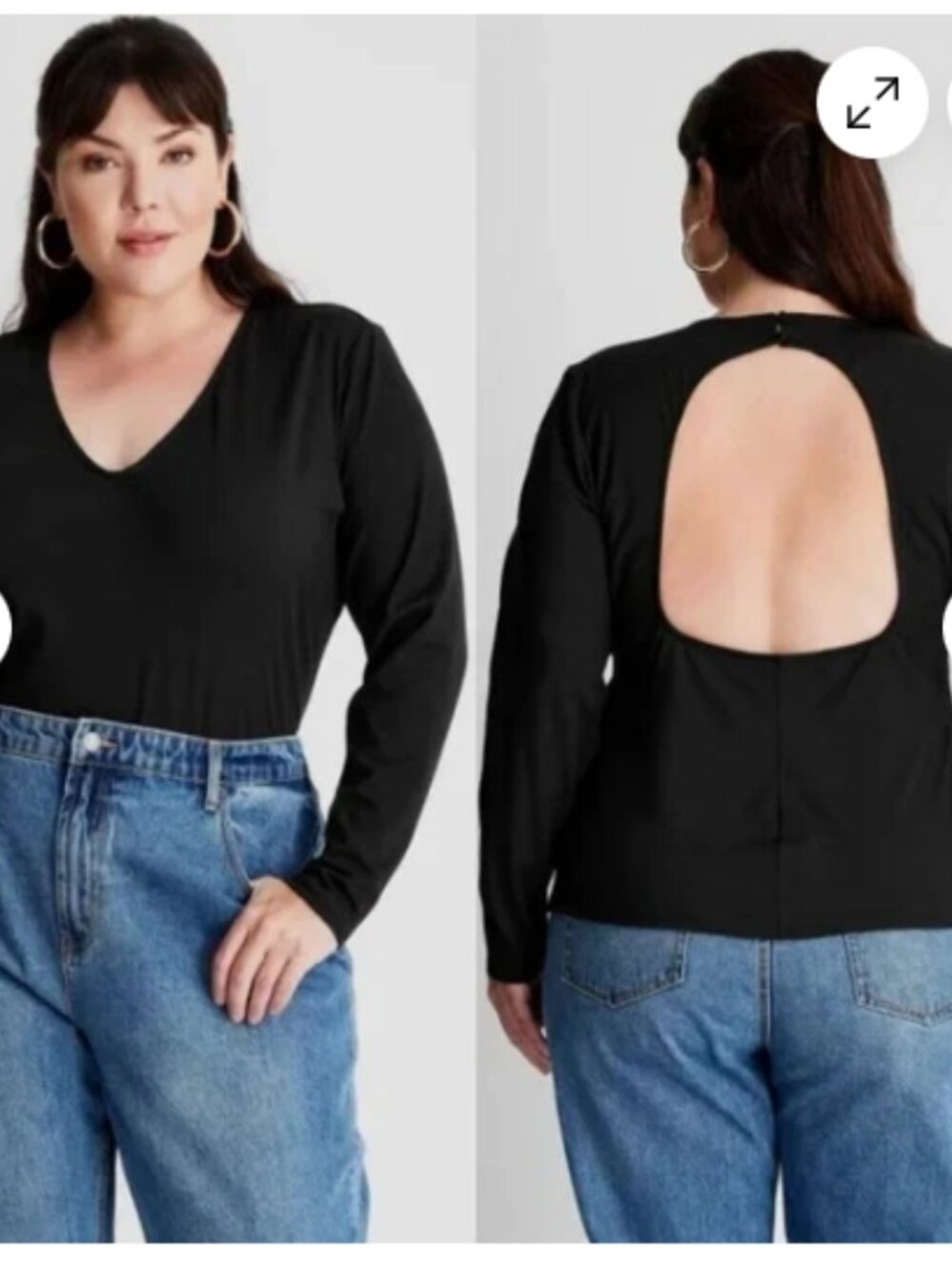 Future Collective Women's Plus Size Long Sleeve Open Back T-Shirt